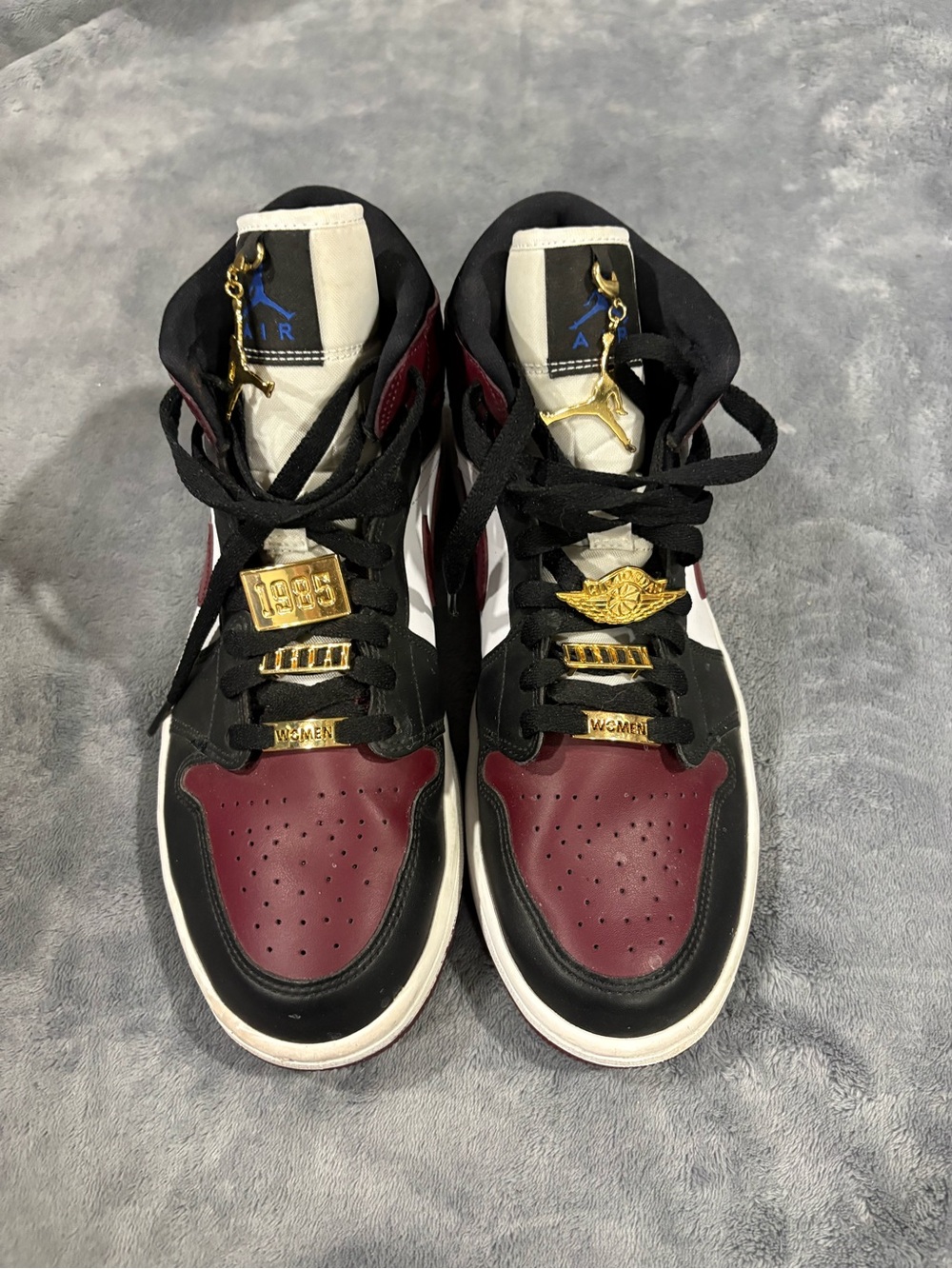 Jordan Air 1 Retro High Top Sneakers in Burgundy, Black & White